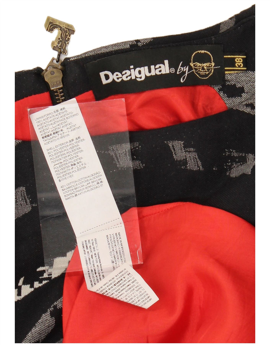 DESIGUAL Vestido tubo sin mangas para mujer EU 38 Medio Negro Geométrico