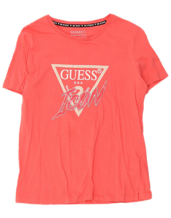 Guess Camiseta gráfica para mujer Top UK 46 Large Pink Cotton