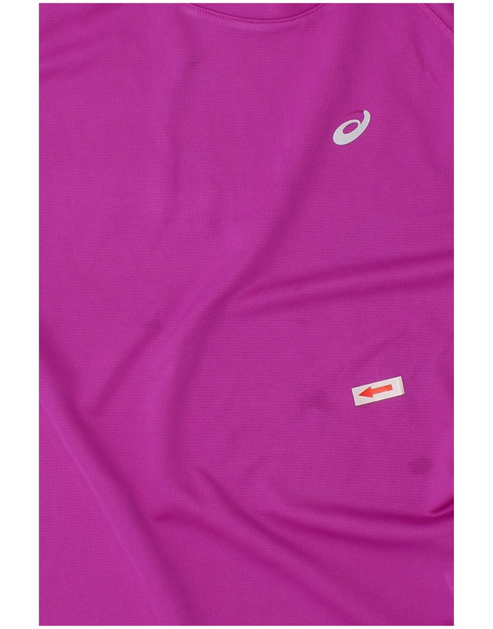 Asics Camiseta para niño Top 10-11 años Small Morado Rayas Poliéster