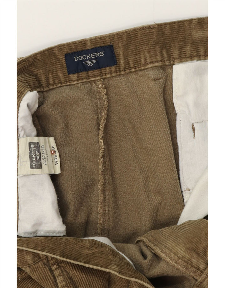 DOCKERS Pantalones de pana con pinzas para hombre W38 L30 Algodón caqui