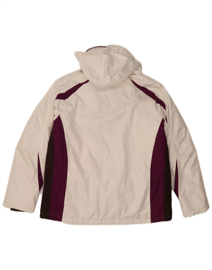 Chaqueta de esquí con capucha Alpine para hombre IT 50 Large poliéster blanco color block