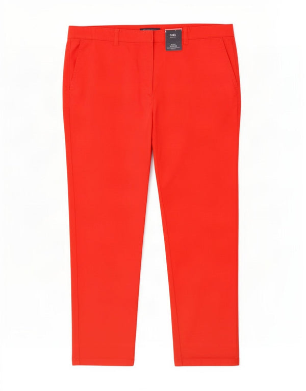 Marks & Spencer Womens Mid Rise Chino Trousers UK 18 XL W38 L27 Red