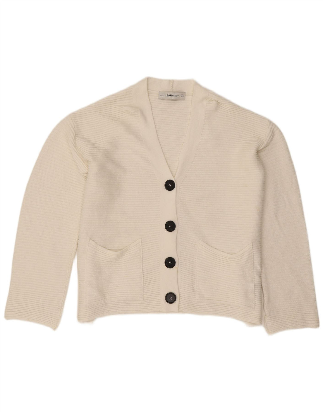 Zara Mujer Suéter Cárdigan Extragrande UK 10 Small Viscosa Blanca