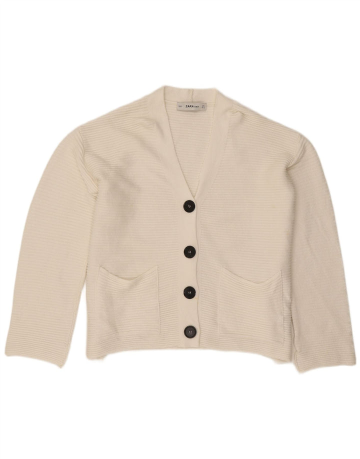 Zara Mujer Suéter Cárdigan Extragrande UK 10 Small Viscosa Blanca