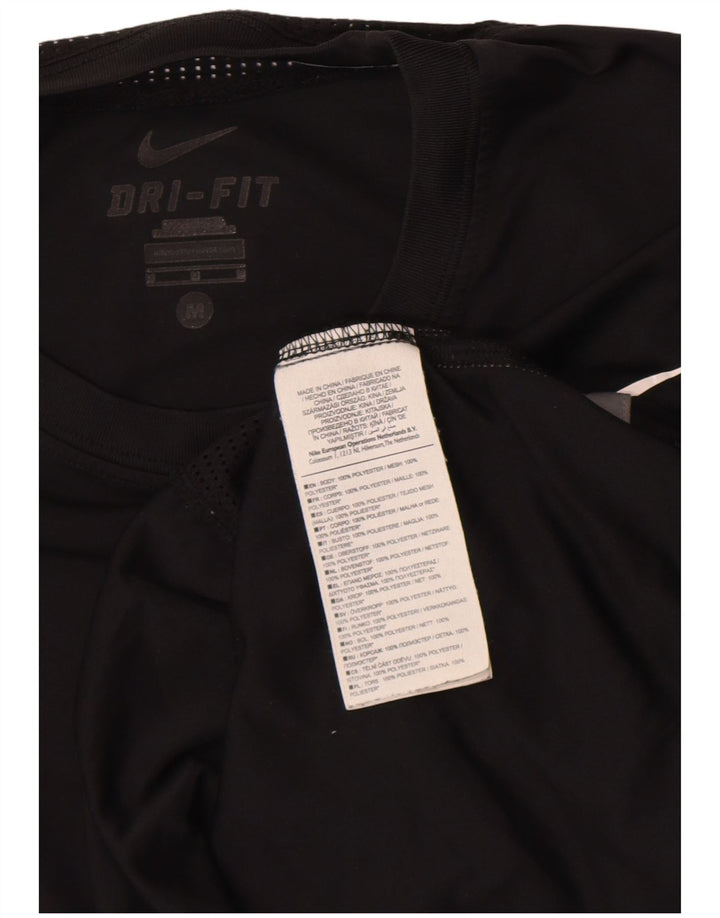Camiseta Nike Dri Fit para hombre Top poliéster a rayas negras medianas