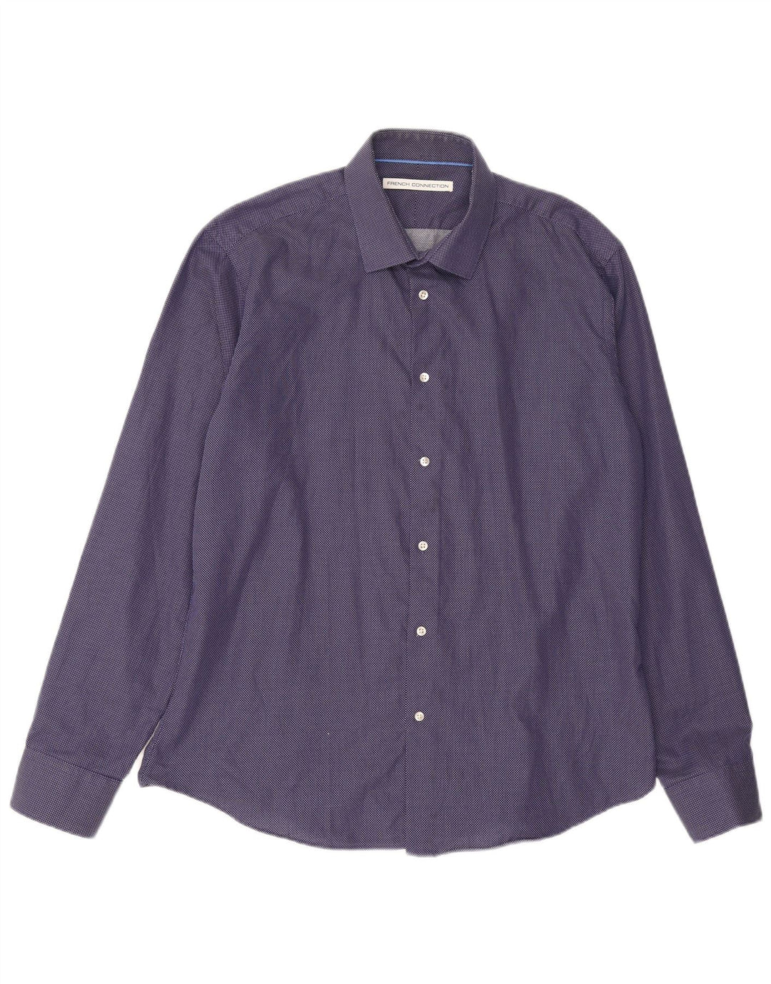 Camisa para hombre French Connection Talla 17 XL Algodón con lunares azul marino
