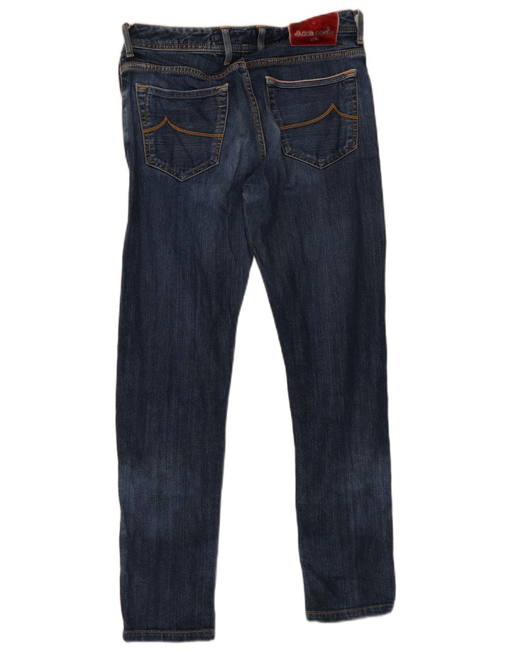 Jacob Cohen Jeans delgados hechos a mano para mujer W31 L28 Algodón azul