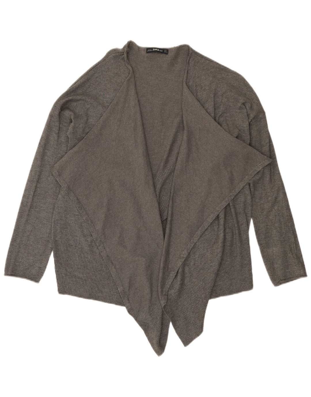 Zara Mujer Suéter Cárdigan Abierto Asimétrico De Gran Tamaño UK 10 Small Gris