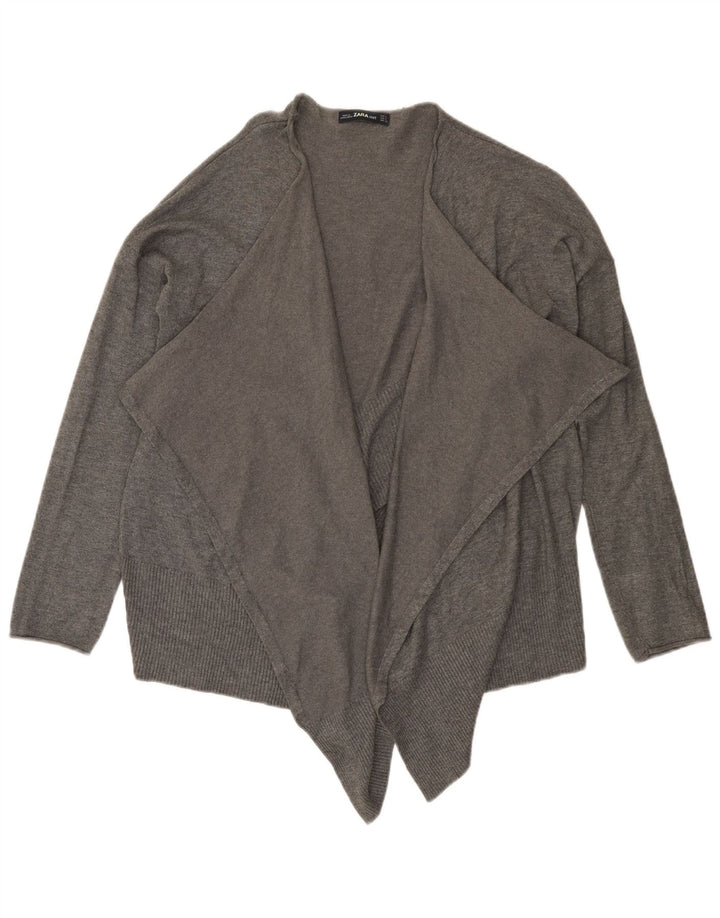 Zara Mujer Suéter Cárdigan Abierto Asimétrico De Gran Tamaño UK 10 Small Gris