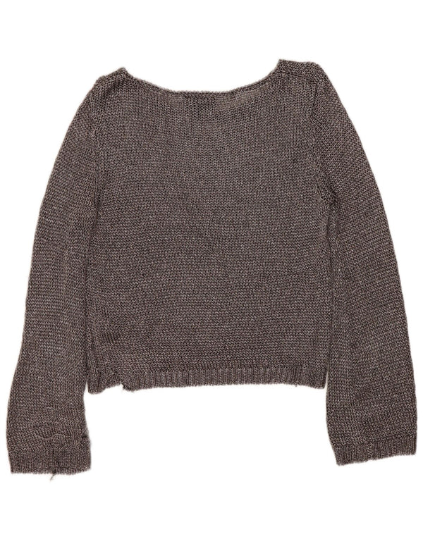 Topshop Suéter tipo jersey para mujer Petite Crop con cuello barco UK 8 Small Gris