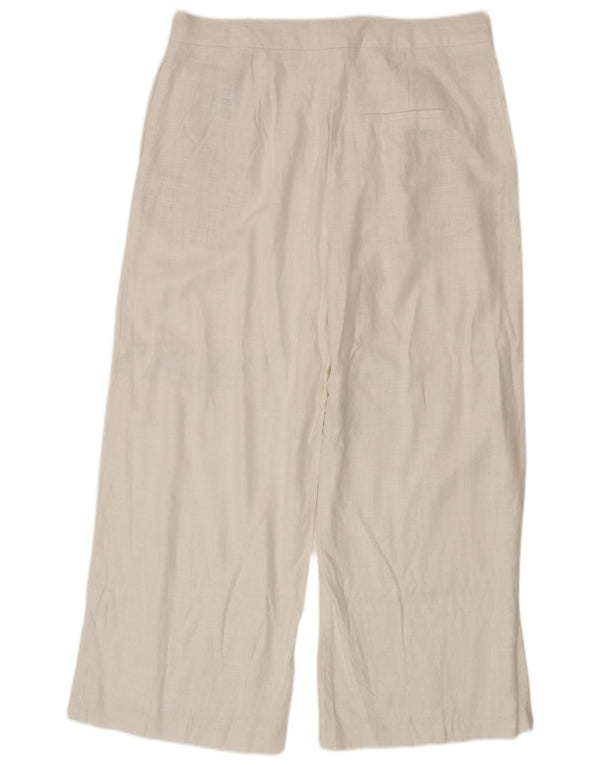 Marks & Spencer Pantalones casuales de cintura alta para mujer UK 40 Large W36 L27 Blanco