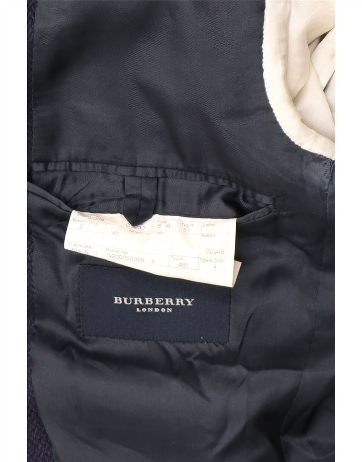 Burberry Chaqueta tipo blazer de 3 botones para hombre IT 50 Medium Azul marino Clásico