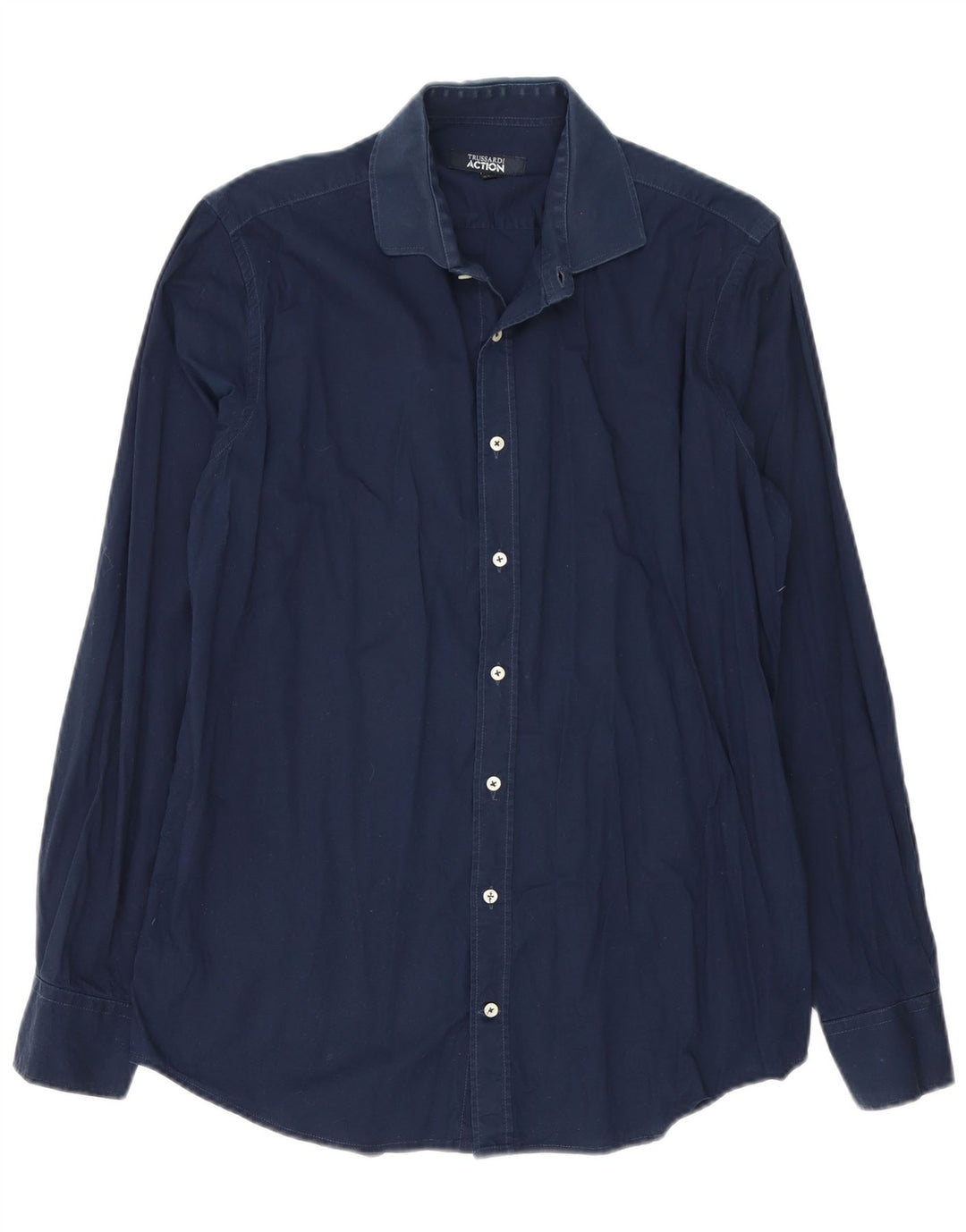 Camisa Trussardi Hombre Talla 41/42 Grande Azul Marino Algodón