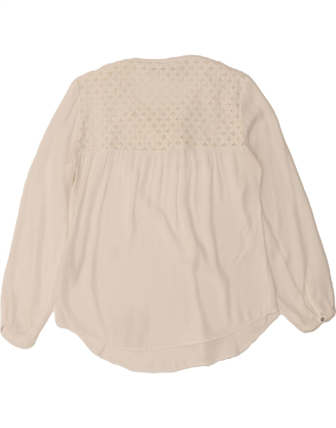 DESIGUAL Womens Long Sleeve Blouse Top UK 14 Large White Floral Polyester Vintage Desigual and Second-Hand Desigual from Messina Hembry 