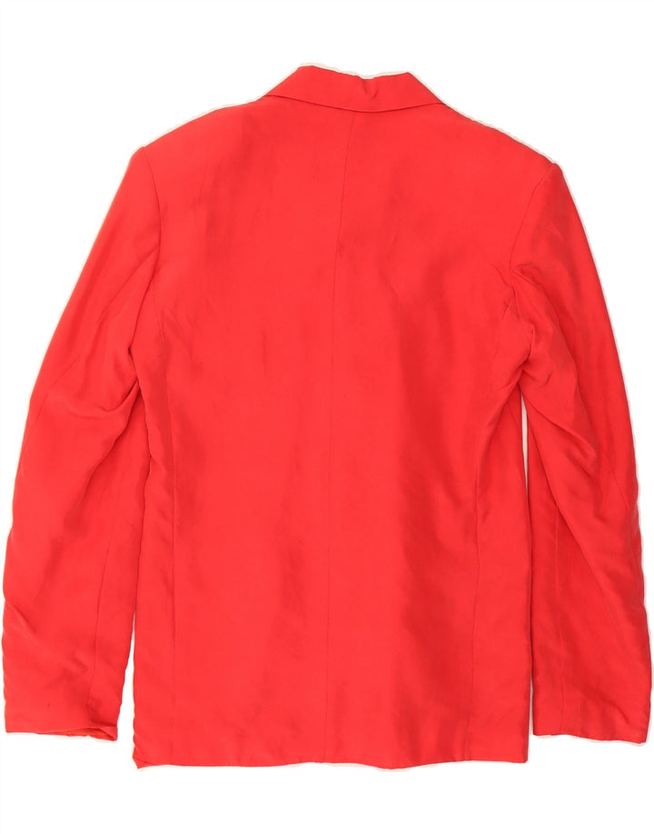 VINTAGE Womens 2 Button Blazer Jacket UK 14 Medium Red Silk Vintage Vintage and Second-Hand Vintage from Messina Hembry 