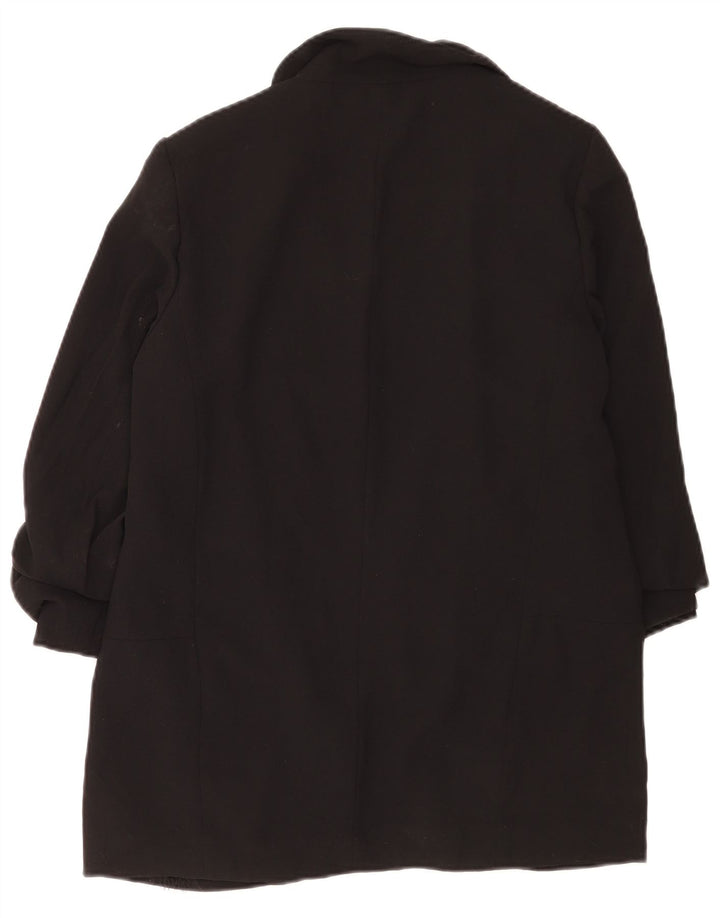 Zara Chaqueta Blazer Abierta De Manga 3/4 para Mujer UK 44 Poliéster Negro Mediano