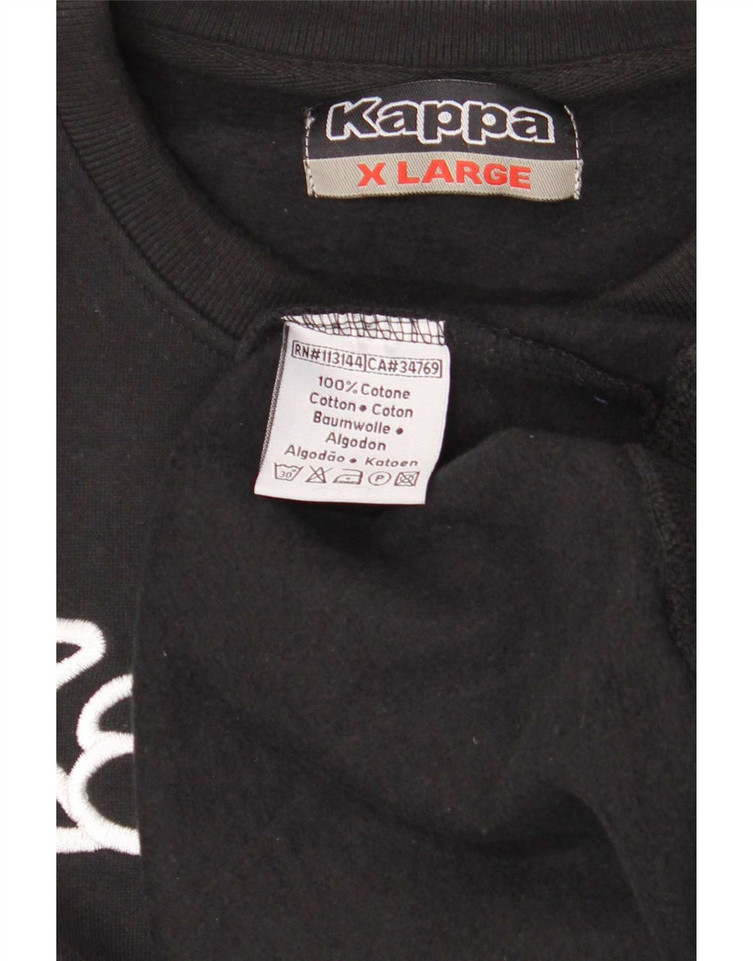 Kappa Hombre Graphic Sudadera Jumper XL Negro Algodón