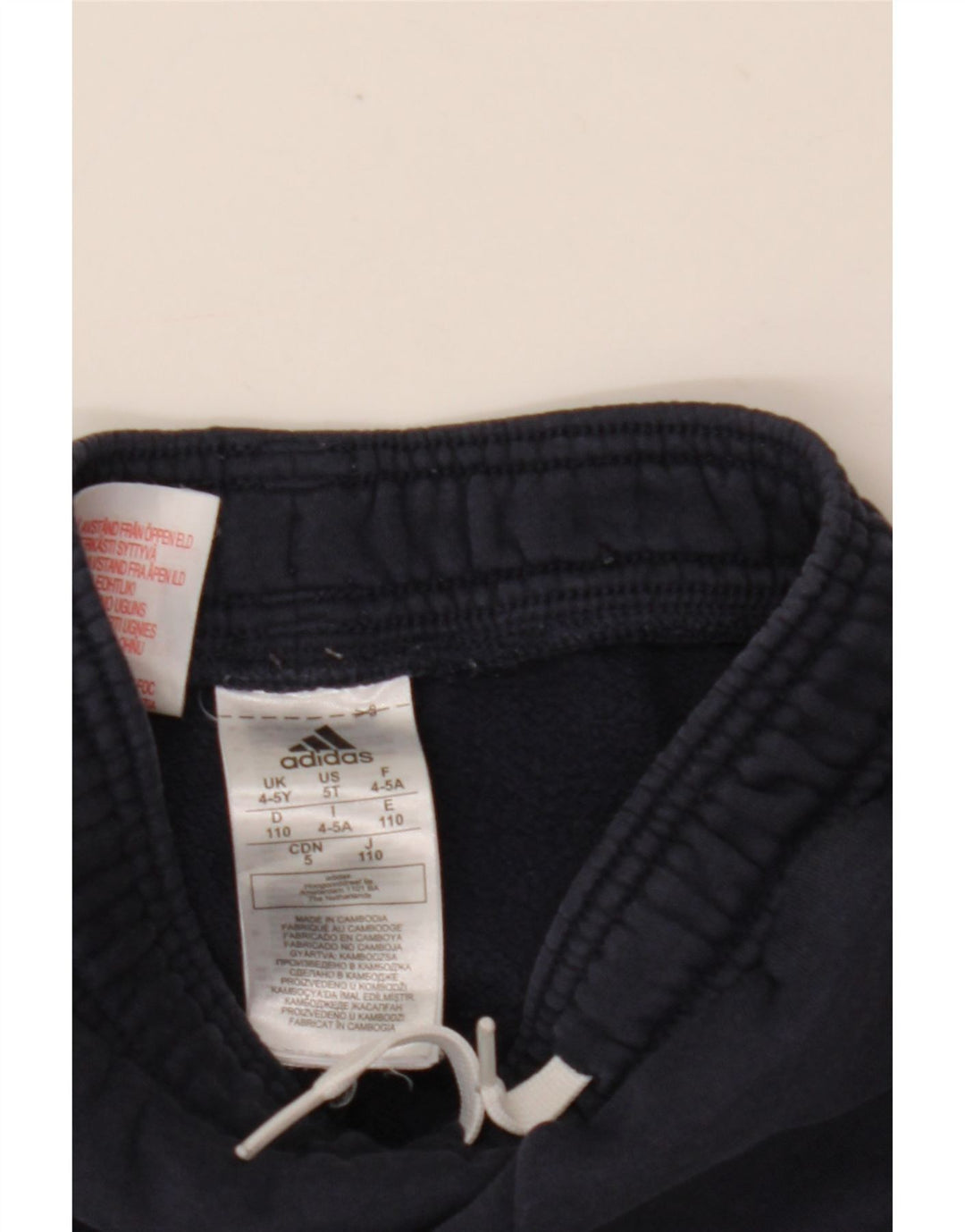 Adidas - Pantalón de chándal para niño, 4-5 años, algodón, azul marino