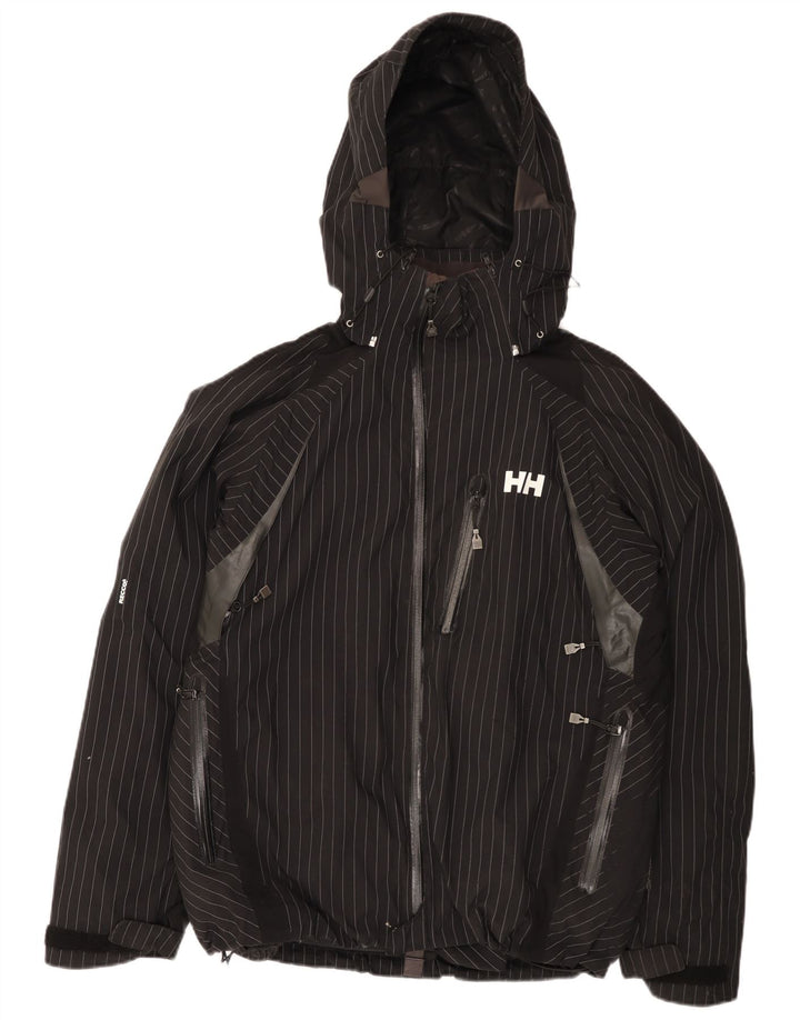 Helly Hansen Chaqueta impermeable con capucha gráfica para hombre Reino Unido 38 Mediano Negro Rayas