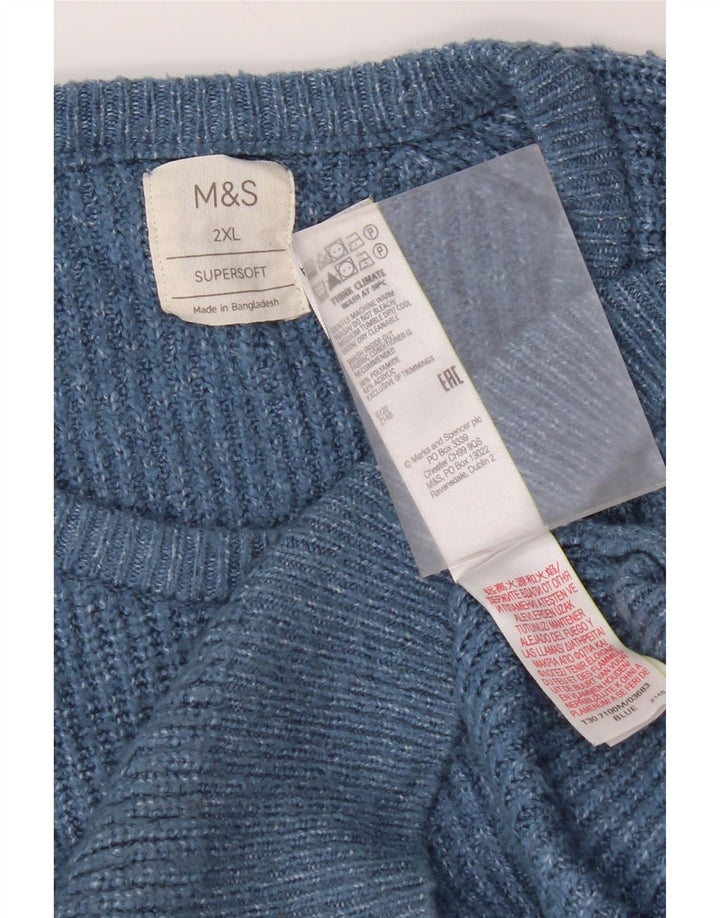 Marks & Spencer - Jersey de cuello redondo para hombre, talla 2XL, poliamida azul