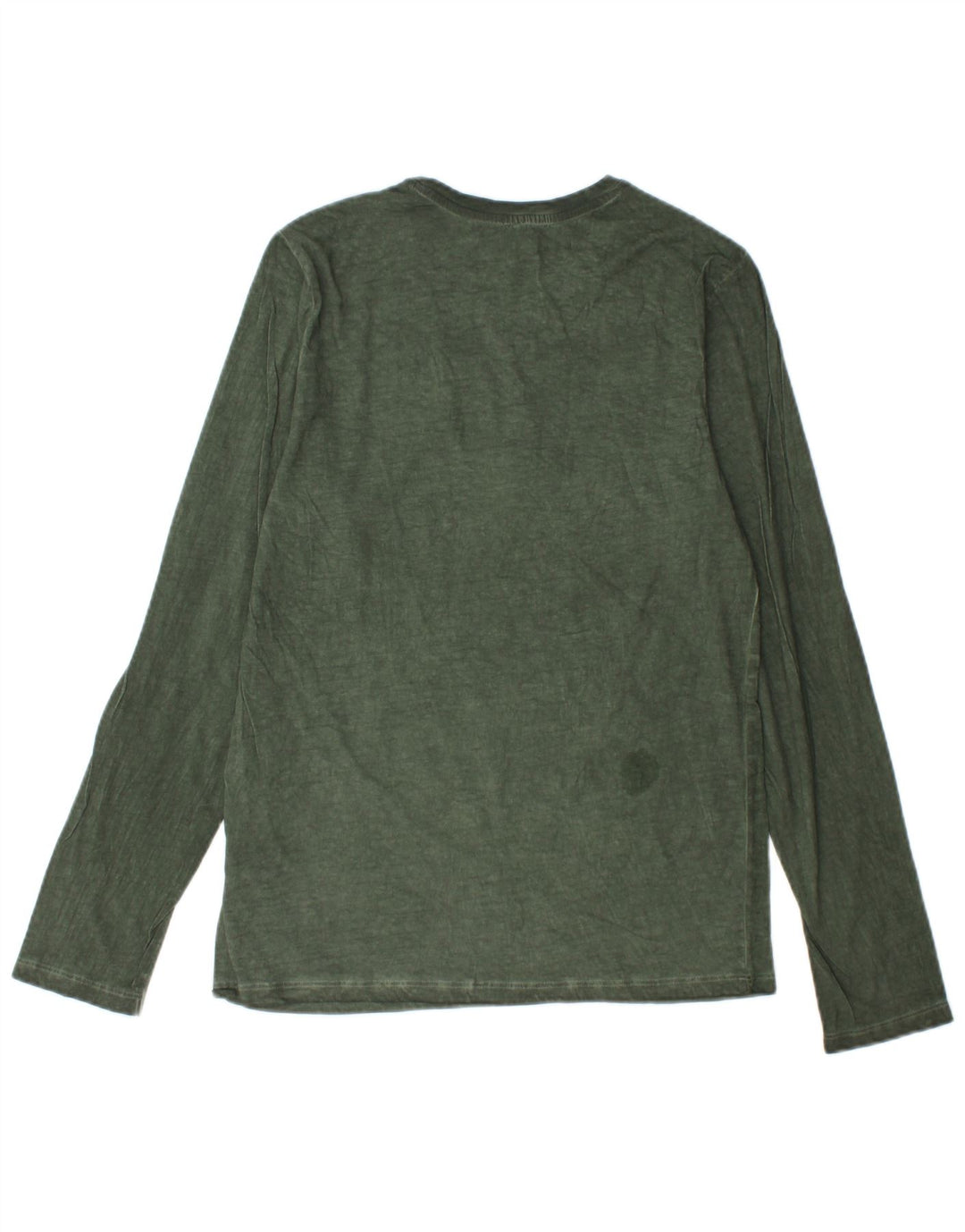 BENETTON Top Gráfico De Manga Larga De Algodón Verde Pequeño Para Hombre