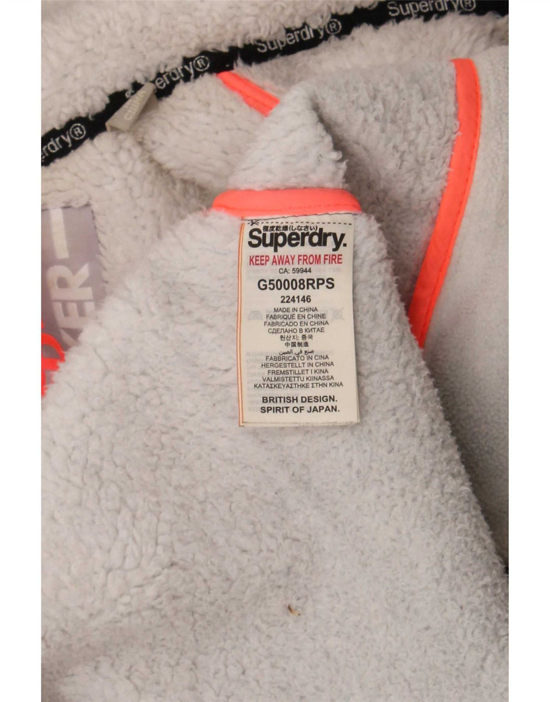 Superdry Chaqueta cortavientos con capucha para mujer UK 46 Poliéster gris grande