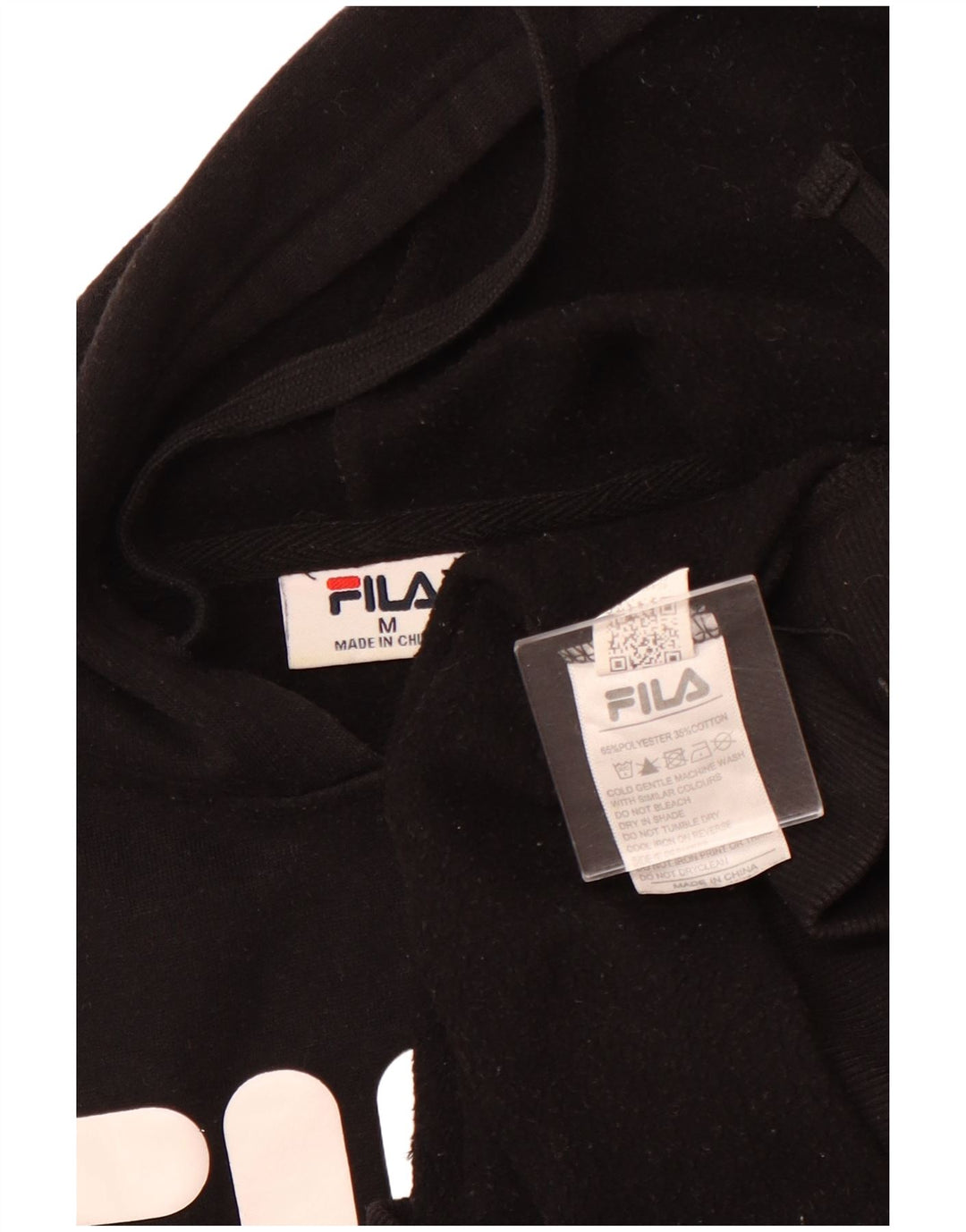 FILA Jersey con capucha gráfica para mujer UK 14 Mediano Negro Poliéster