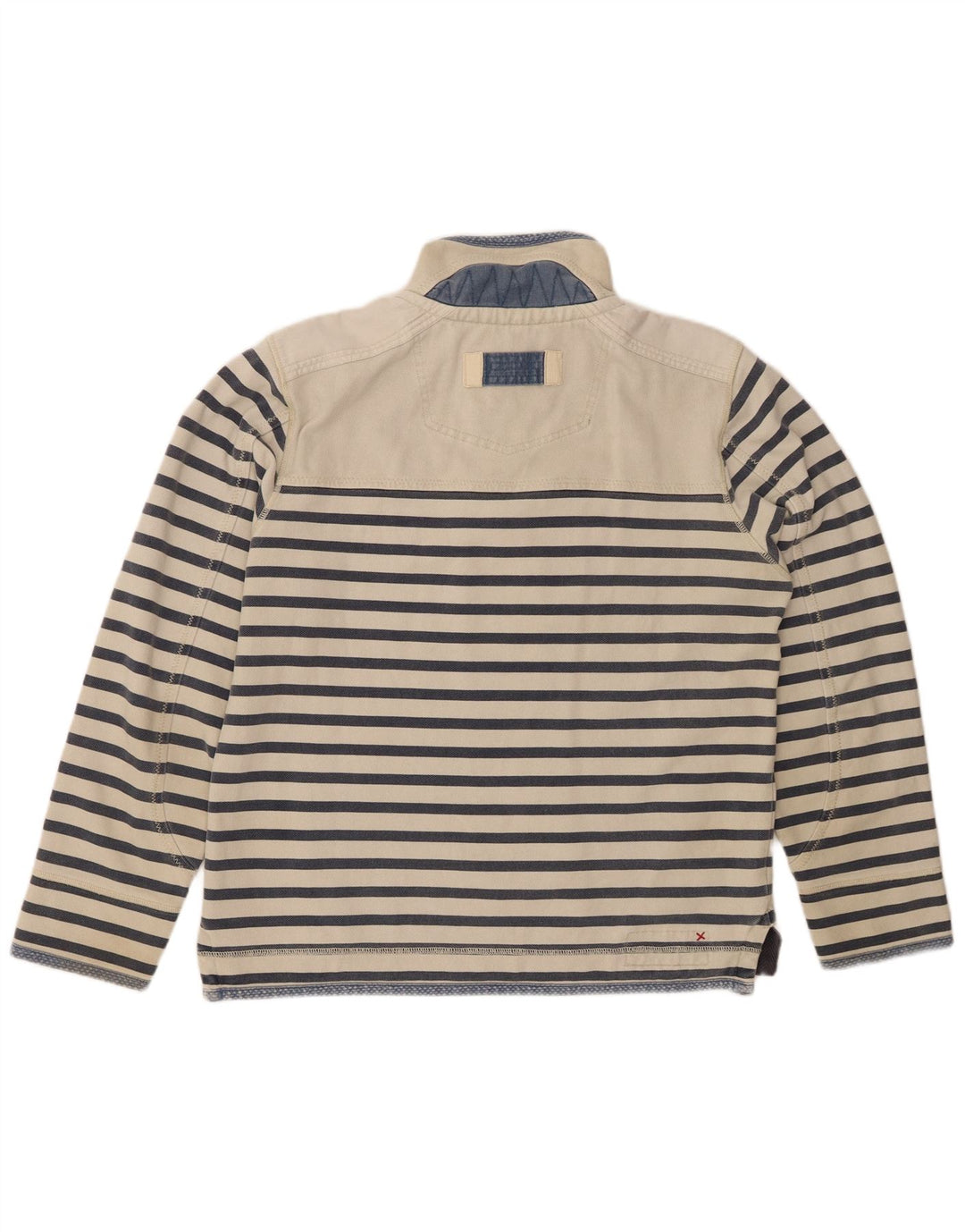 FAT FACE Sudadera con Cuello y Cremallera para Hombre Jersey pequeño de algodón a Rayas Blanco Roto