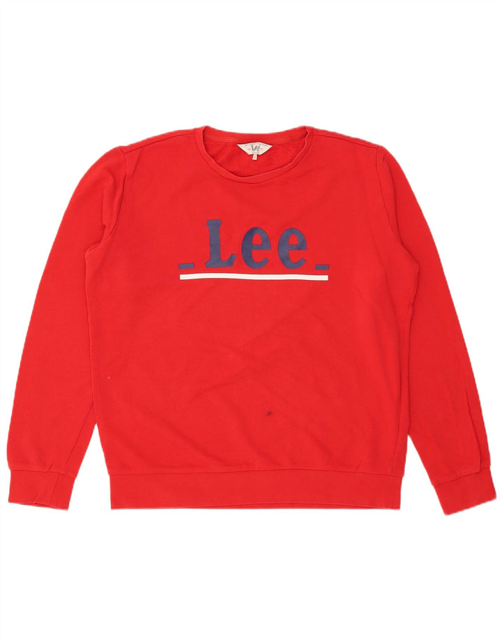 Lee - Sudadera con gráfico para mujer, ajuste regular, talla 40, tamaño mediano, color rojo