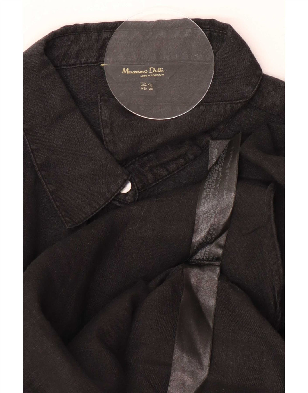 Camisa Massimo Dutti Mujer EU 40 Mediana Lino Negro