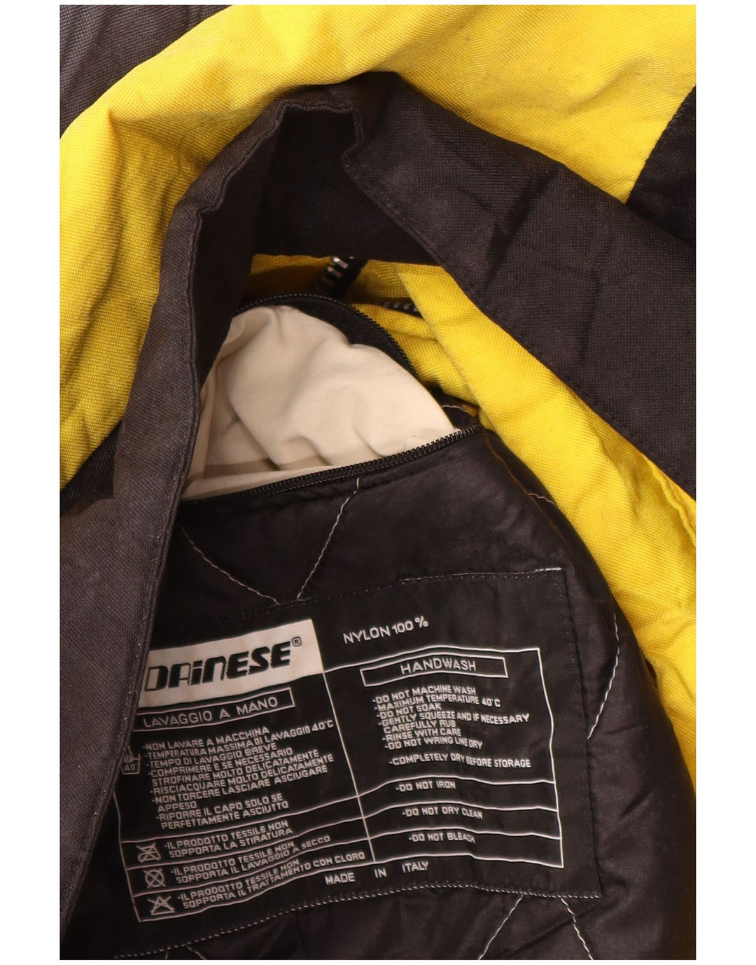 Dainese Moto Racer Biker Jacket para hombre UK 38 Medium Yellow Colourblock Nylon