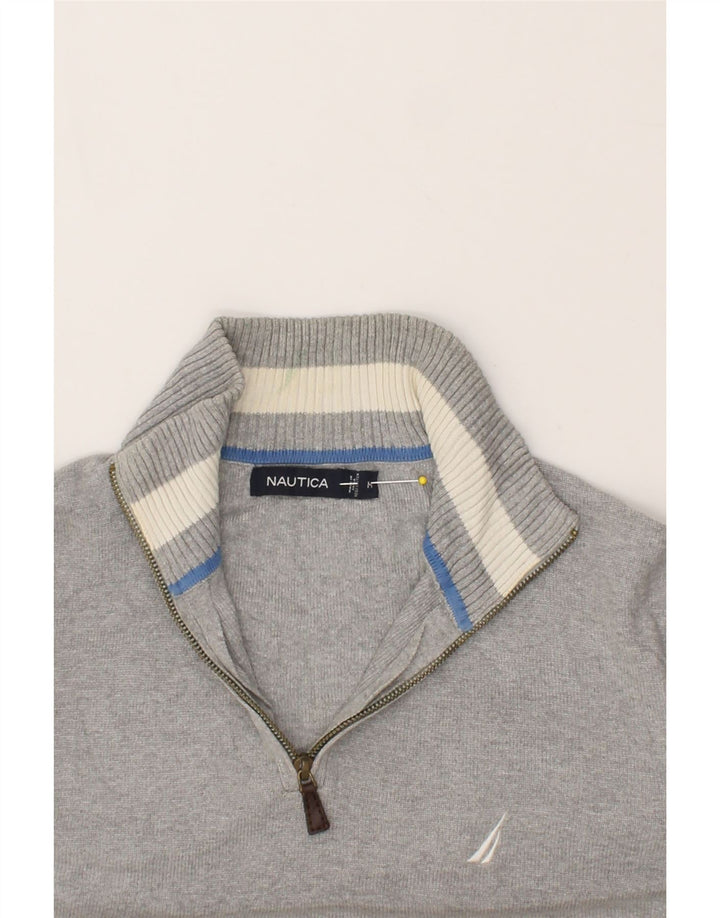 NAUTICA Mens Zip Neck Jumper Sweater Medium Grey Cotton Vintage Nautica and Second-Hand Nautica from Messina Hembry 