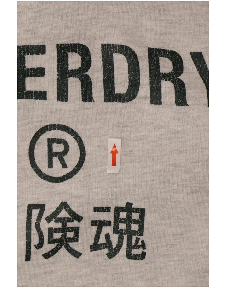 Superdry Hombre Sudadera Con Capucha Gráfica De Algodón Gris Medio