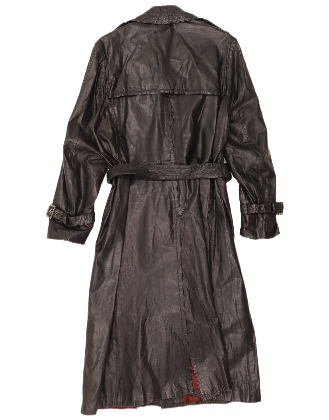 Vintage mujer abrigo de cuero de doble pecho IT 48 XL Negro