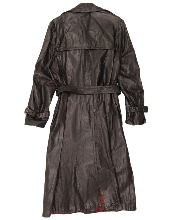 Vintage mujer abrigo de cuero de doble pecho IT 48 XL Negro