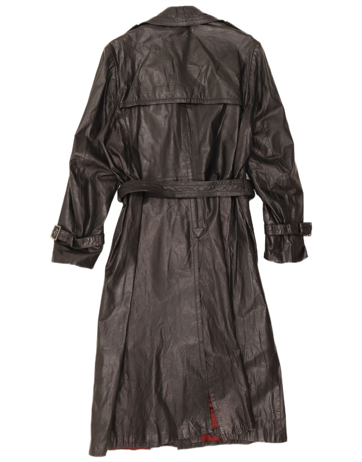 Vintage mujer abrigo de cuero de doble pecho IT 48 XL Negro