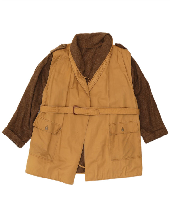 Vintage mujer chaqueta militar Reino Unido 12 medio beige colorblock