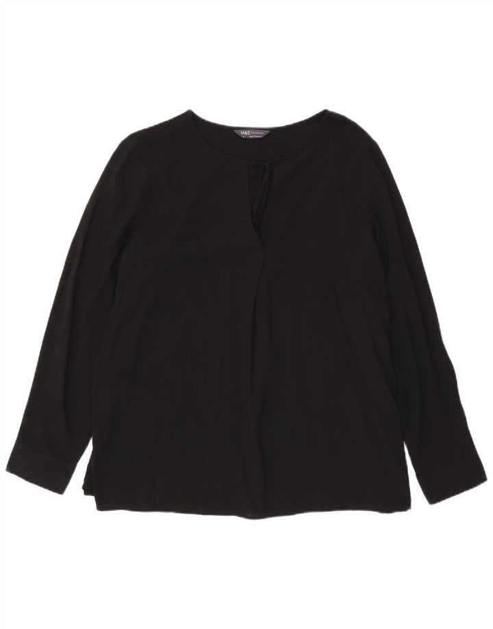 MARKS & SPENCER Blusa de manga larga para mujer UK 46 Large Viscosa negra