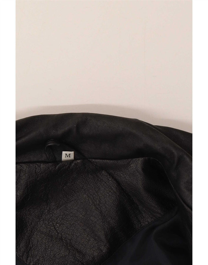 Vintage hombres cuero biker chaqueta Reino Unido 38 cuero negro medio