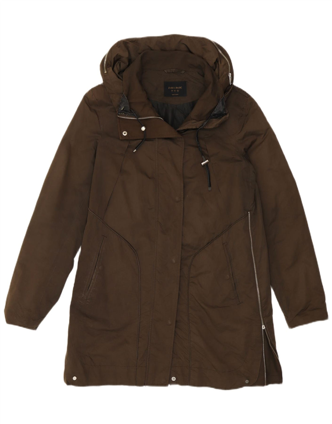 Zara Mujer Parka Extragrande Con Capucha UK 10 Small Khaki