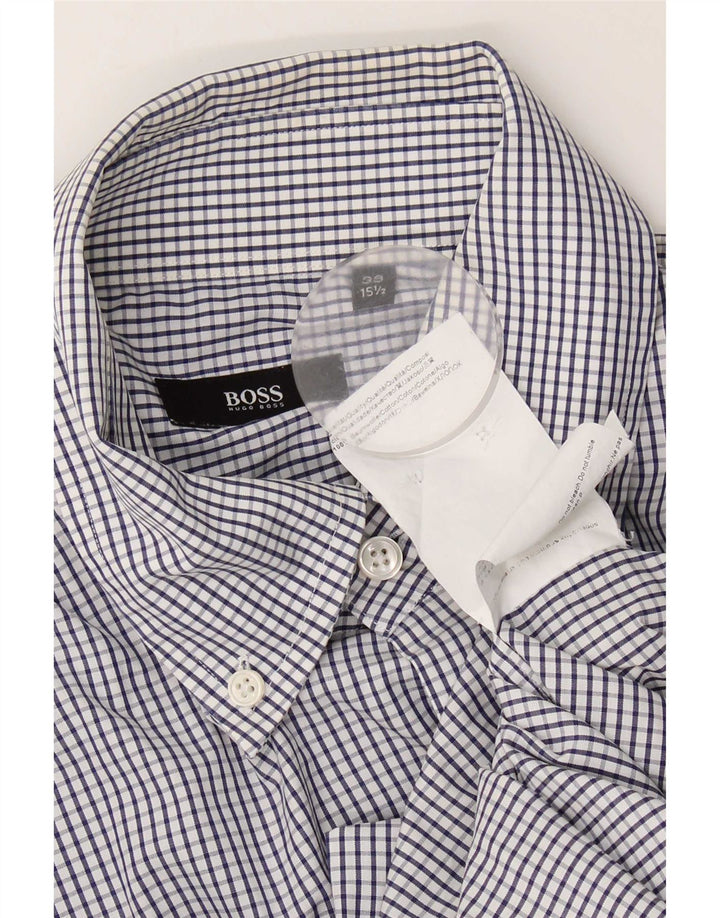 Hugo Boss Camisa para hombre Talla 39 15 1/2 Algodón a cuadros azul mediano
