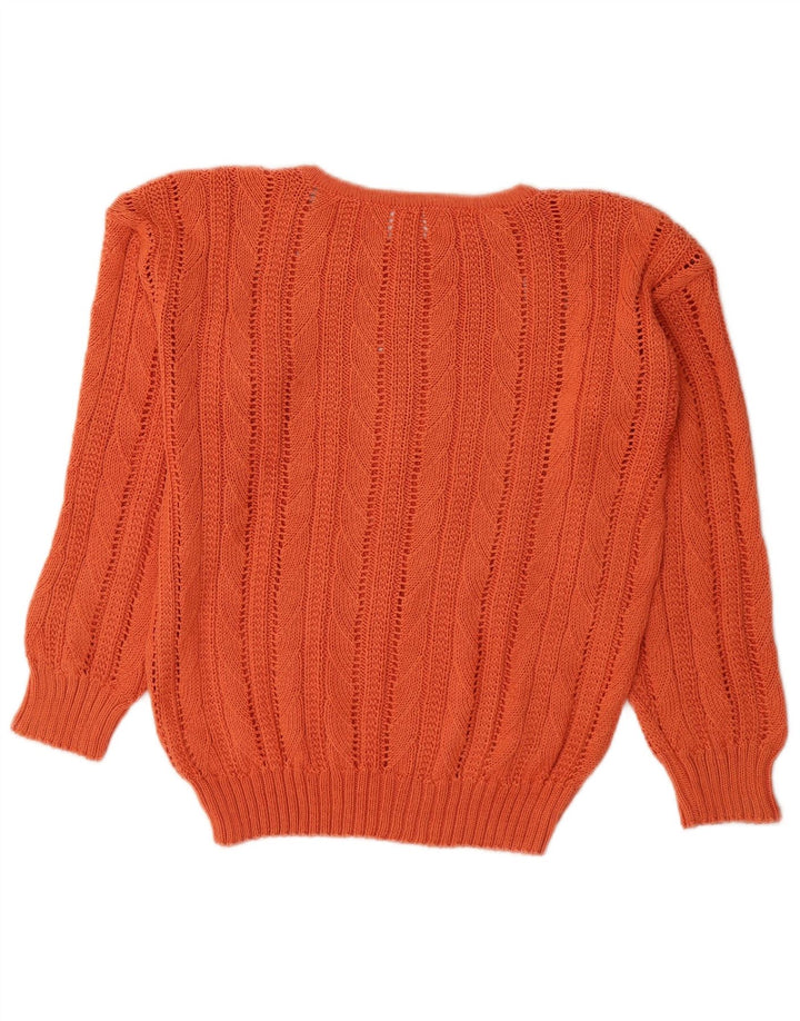 VINTAGE Mujer Crew Neck Jumper Suéter Reino Unido 14 Naranja Medio