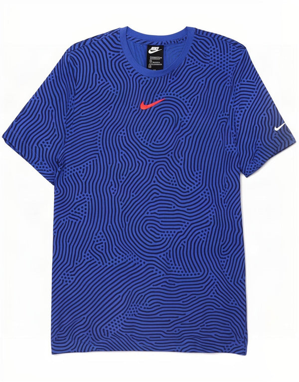 Camiseta Nike de corte estándar para hombre, parte superior de algodón geométrico azul medio