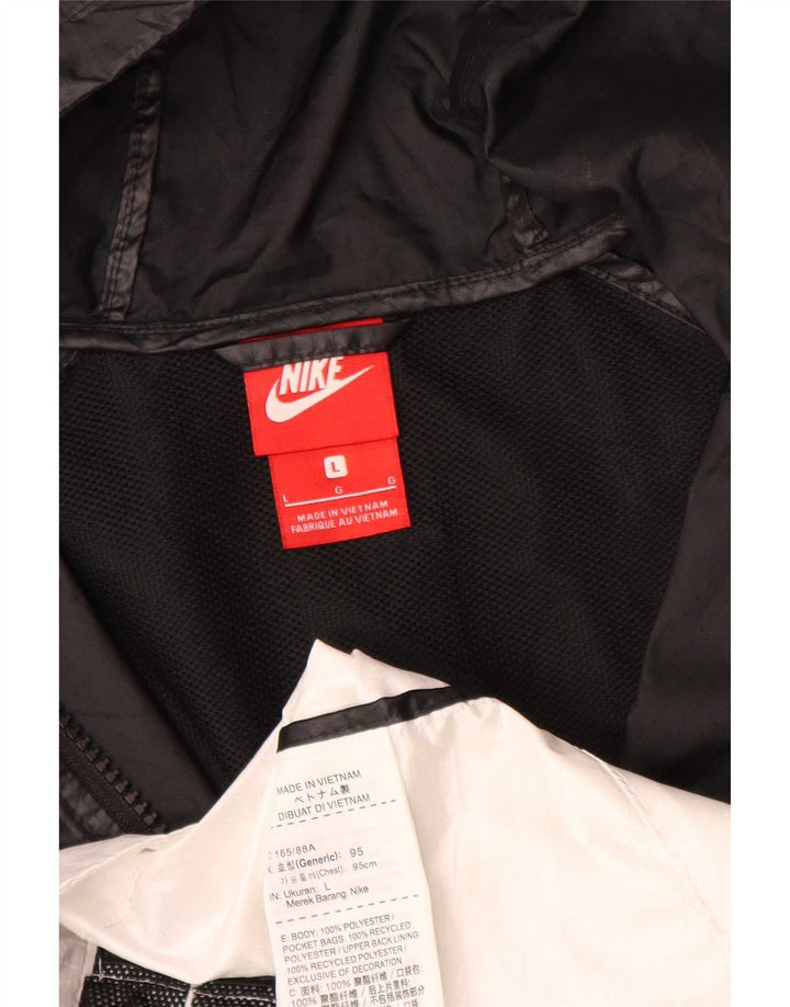 Nike Chaqueta impermeable con capucha para mujer UK 46 Grande Negro Colorblock Poliéster