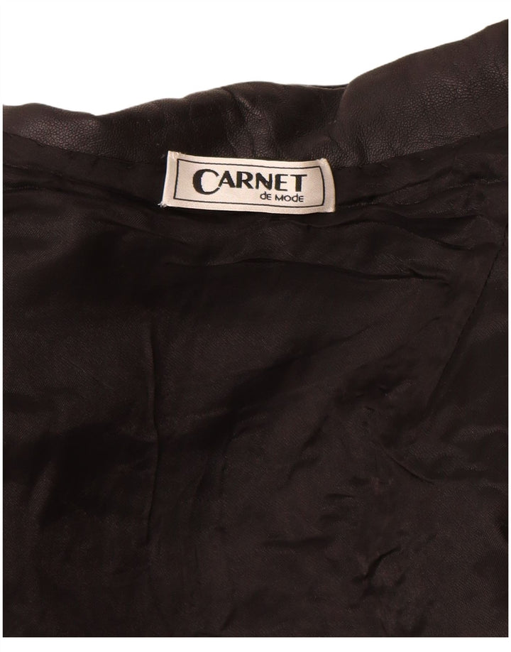 Carnet Abrigo de cuero para mujer UK 8 Small Black