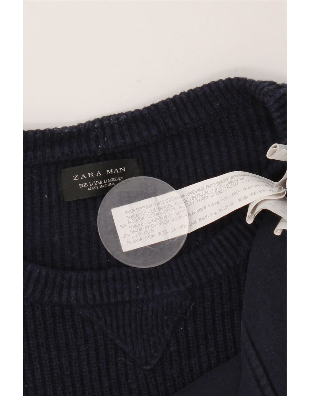Zara Hombre Sudadera Jumper Large Azul Marino Algodón