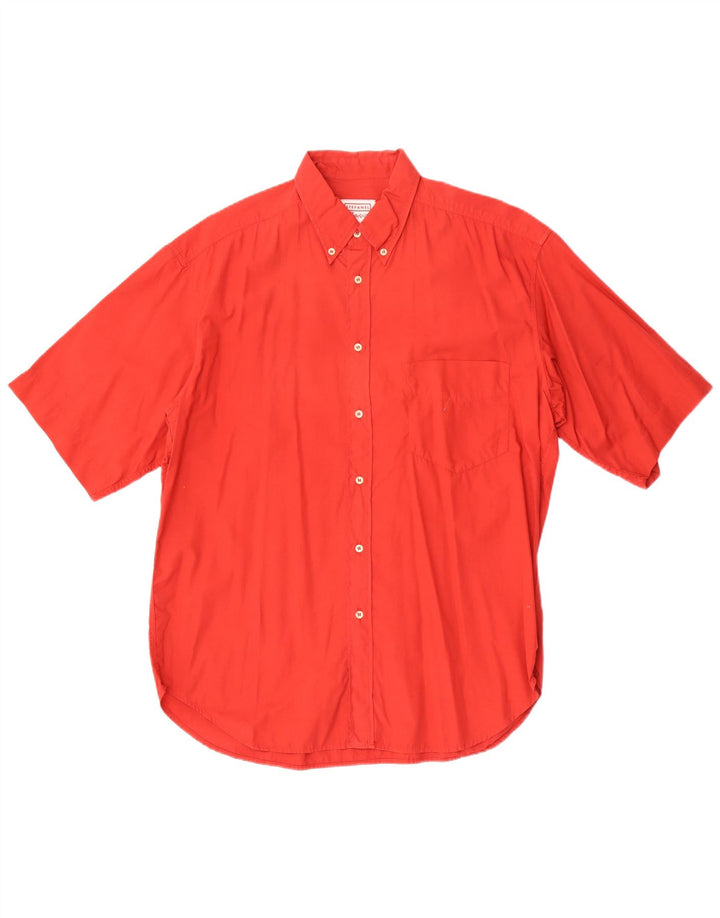 Stefanel Camisa Manga Corta Hombre Algodón Rojo Medio