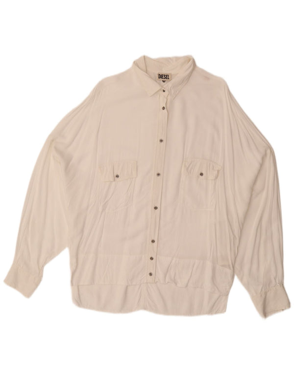 DIESEL Blusa holgada para mujer UK 44 Rayón blanco mediano