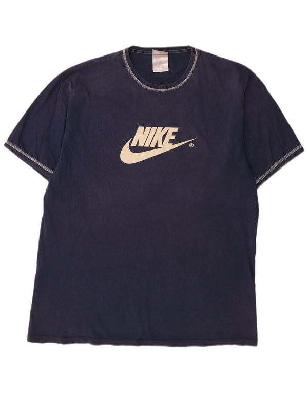 Nike - Camiseta gráfica para hombre, talla 42/44, talla grande, algodón azul marino