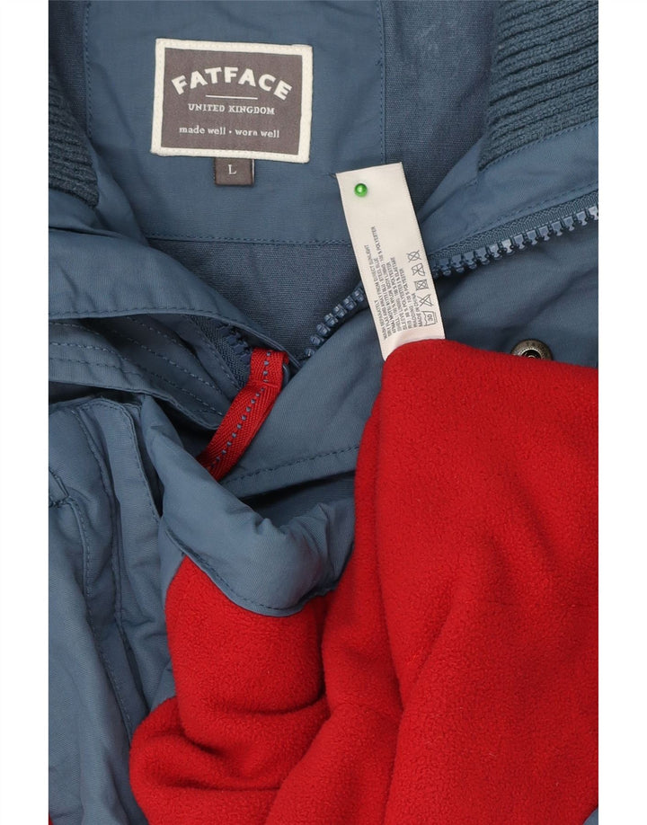 FAT FACE Chaqueta cortavientos con capucha para hombre UK 40 Large Nylon azul